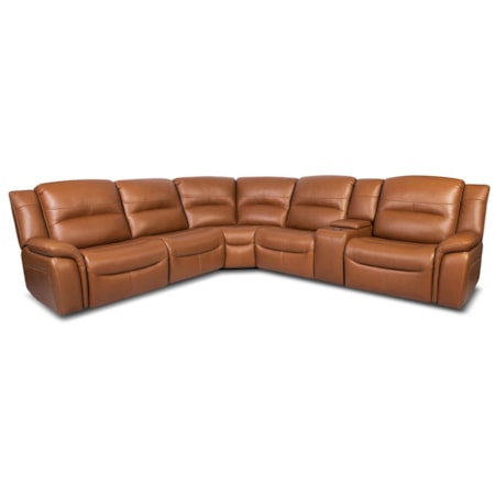 6-Piece Leather Power Headrest Sectional