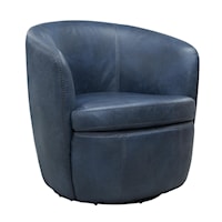 Transitional Swivel Club Chair with Barrel Seat