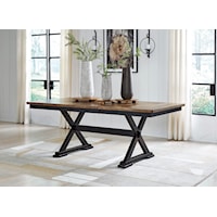 Farmhouse Rectangular Dining Room Extension Table with Self-Storing Leaf
