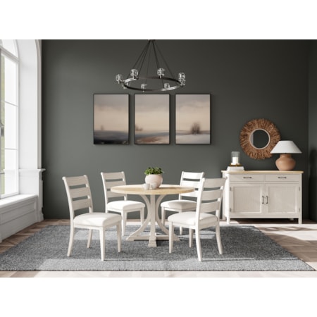 5-Piece Single Pedestal Dining Set