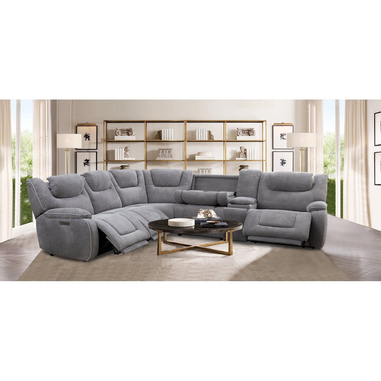 Warehouse M 70363 6-PC ZG  POWER  RECLINING SECTIONAL