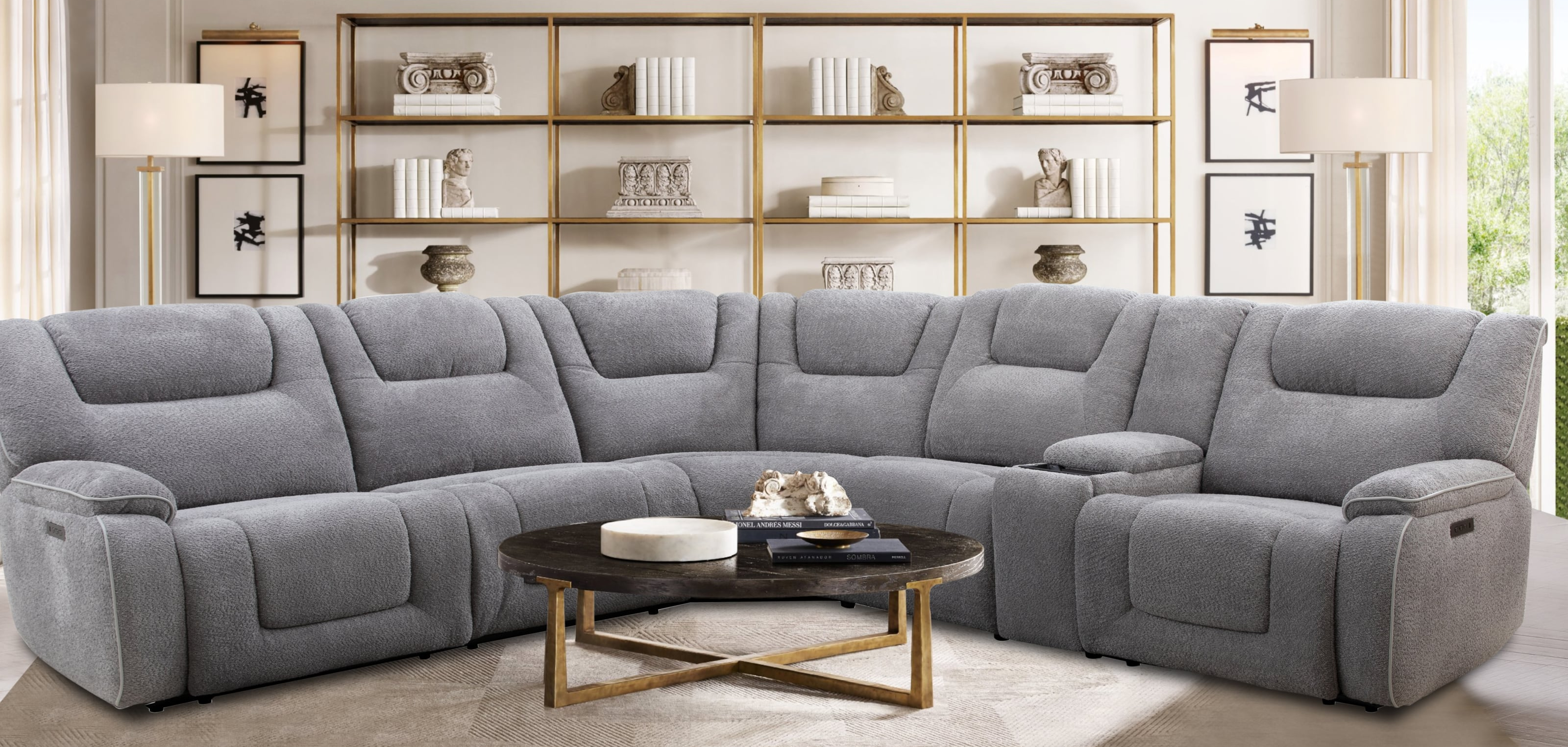 70363 12134454 6PC ZERO GARVITY POWER HEADREST RECLINING SECTIONAL