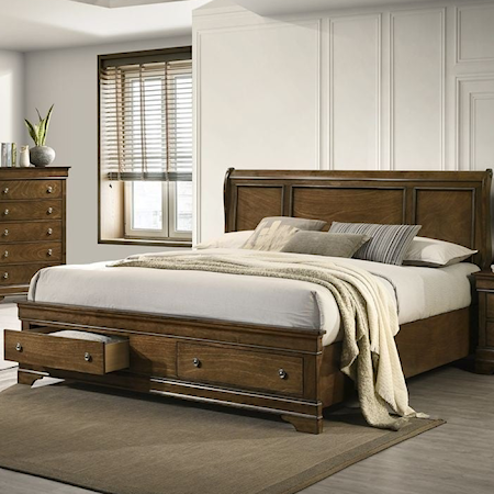 LOUIS PHILIPPE KING STORAGE BED