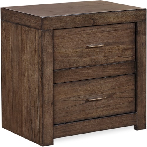 Contemporary 2-Drawer Nightstand with Outlets