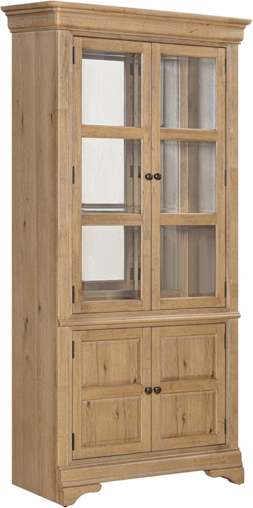 Traditional Bookcase with Glass Doors and Touch Lighting