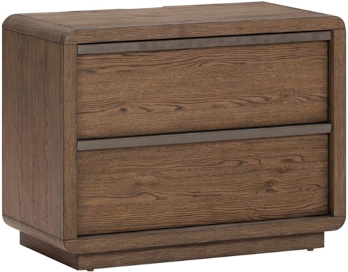 Mid-Century Modern 2-Drawer Nightstand with Outlets