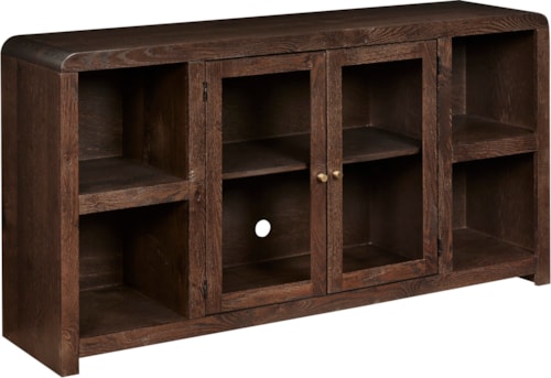 Rustic 66" Console with Open Shelving and Wire Management