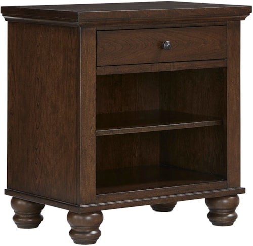 Transitional 1-Drawer Nightstand with Open Shelving