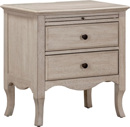 Traditional 2-Drawer Nightstand with Electric Outlets