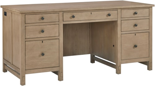 Transitional 66" Executive Desk with Drop Front Keyboard Drawer
