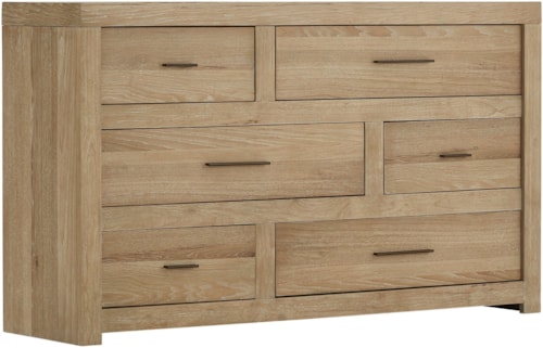 Contemporary 6-Drawer Dresser with Felt-Lined Top Drawers