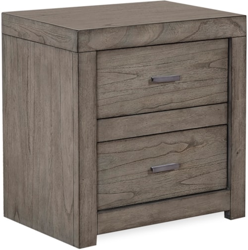 Contemporary 2-Drawer Nightstand with Outlets