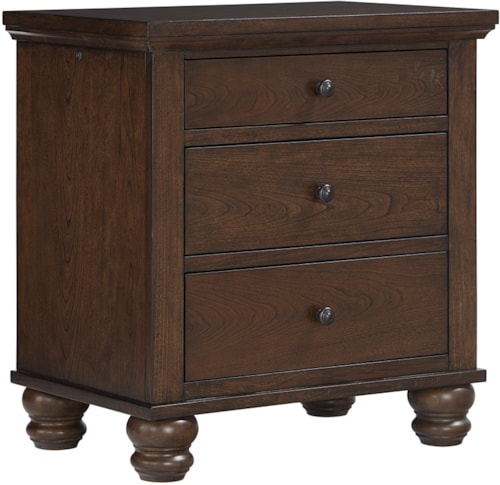 Transitional 3-Drawer Nightstand with Outlets