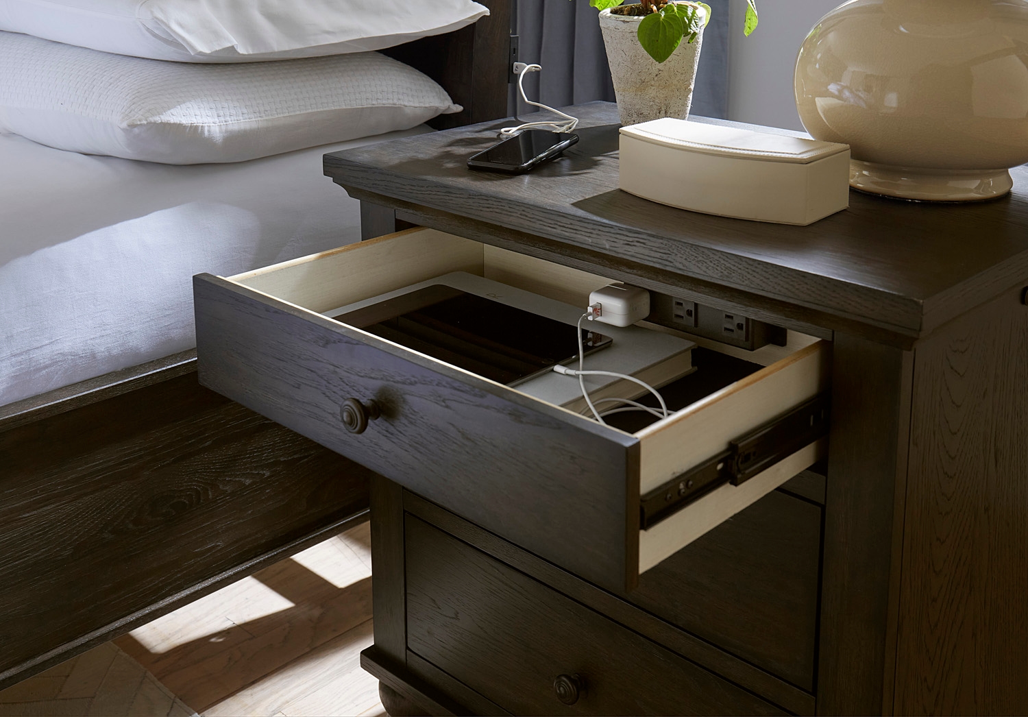 3-Drawer Nightstand with Outlets