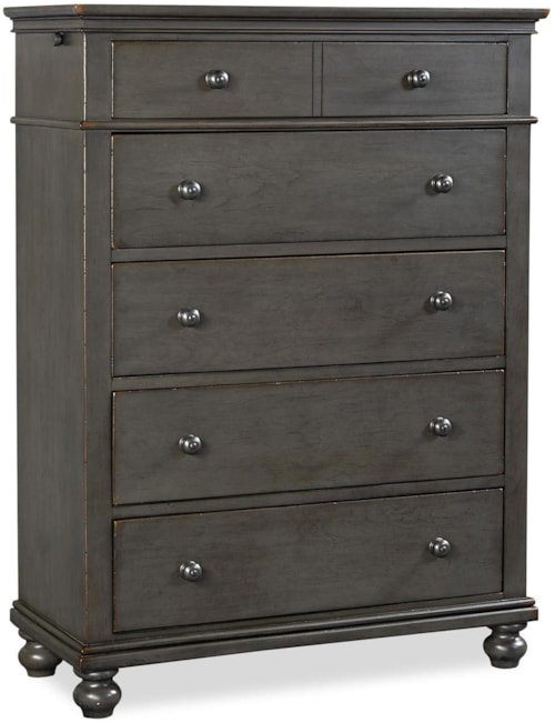 Traditional 5-Drawer Chest with Cedar-Lined Bottom Drawers