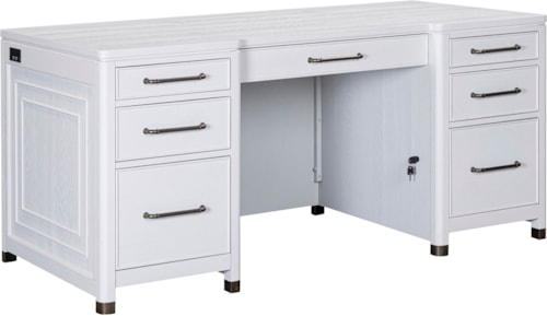 Transitional Executive Desk with Locking File Drawers