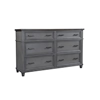 Farmhouse 6-Drawer Dresser with 2 Felt-Lined Drawers and 2 Cedar-Lined Drawers