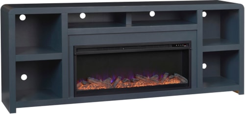 Contemporary 84" 6-Shelf Fireplace Console with Wire Management