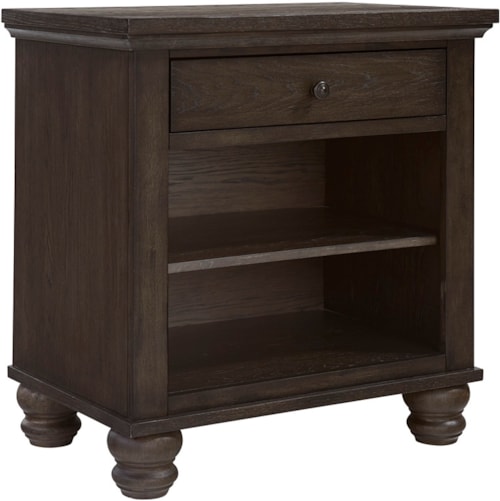 Transitional 1-Drawer Nightstand with Adjustable Shelves
