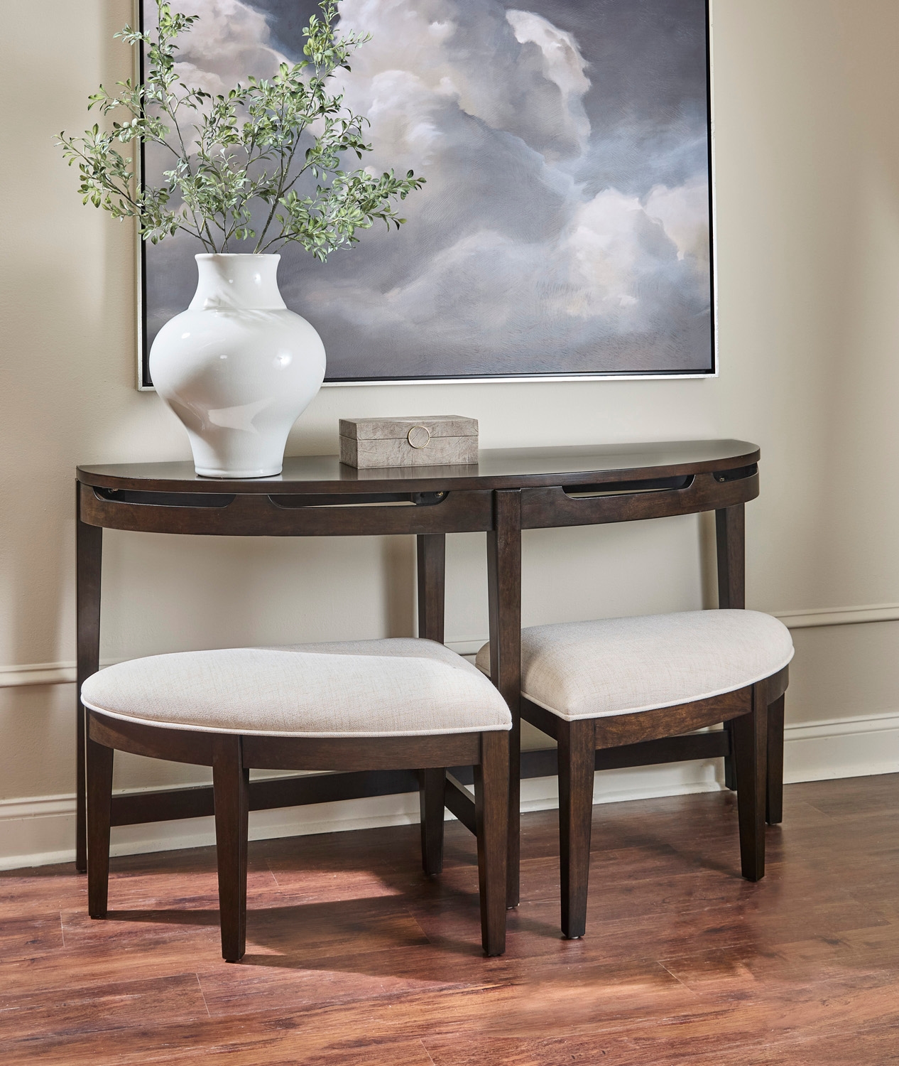Aspenhome Sutton Sofa Table with 2 Stools