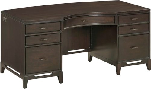 Transitional 66" Curved Executive Desk with Drop Front Keyboard Drawer