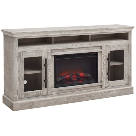 73" Fireplace Console with Glass Doors