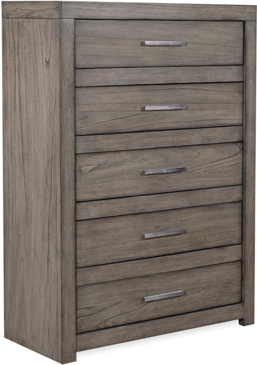 Contemporary 5-Drawer Chest with Felt-Lined Top Drawers