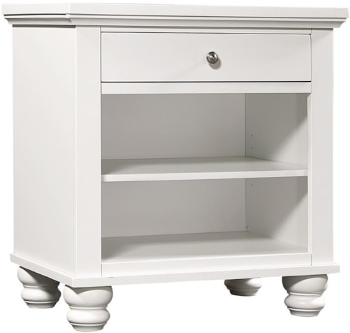 Transitional 1-Drawer Nightstand with Adjustable Shelves