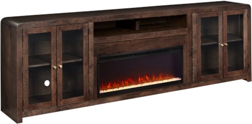 Rustic 96" Fireplace Console with Temperature Control Settings