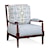 Shown in fabric 105-64 with seat/arm fabric 427-63 and 854-74 contrast welt in Java finish.