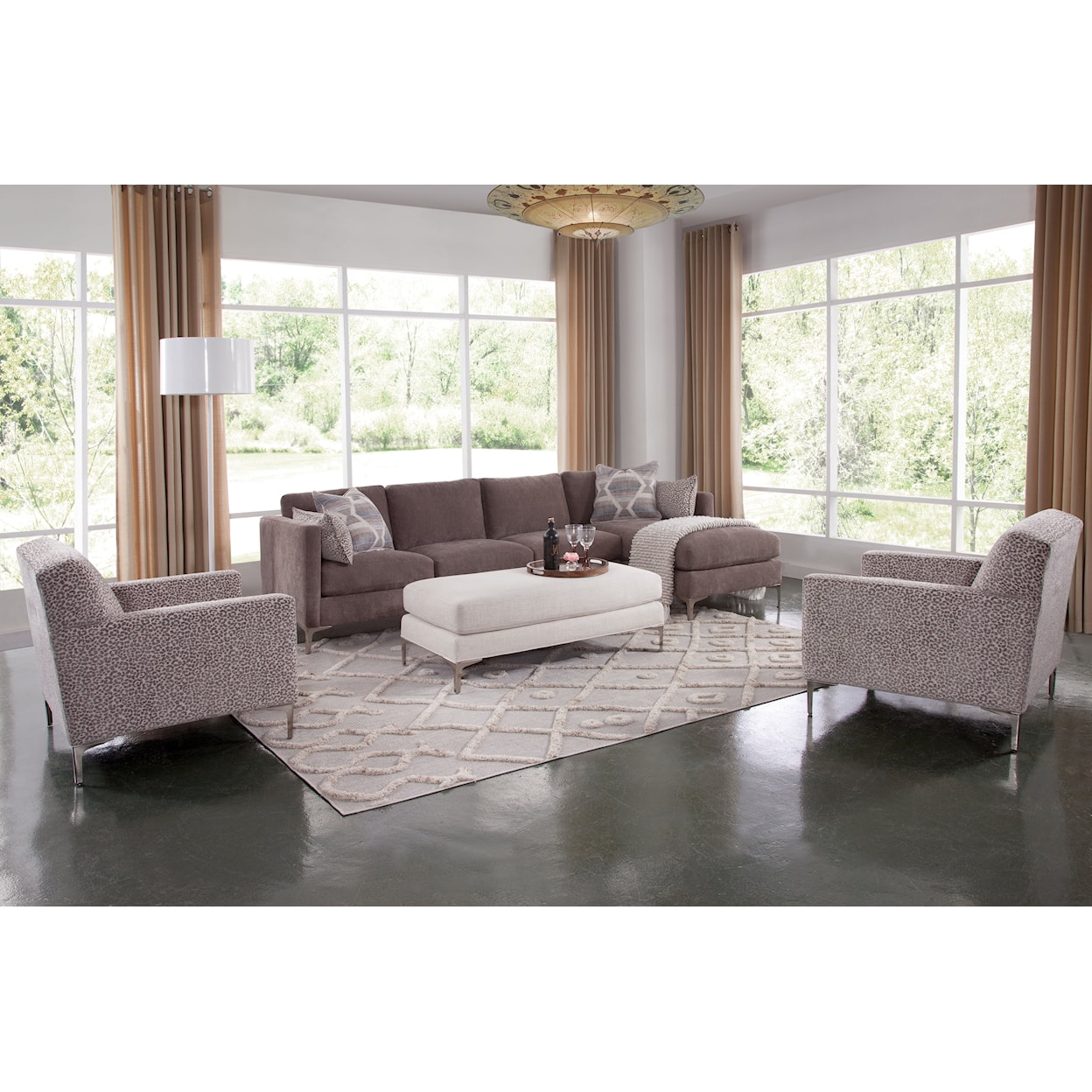 Braxton Culler Lenox Lenox Chaise Sectional with Metal Legs