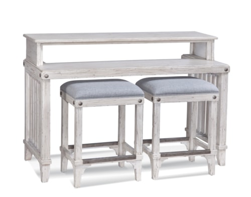 Artisan Landing Sofa Table / Bar with Stools