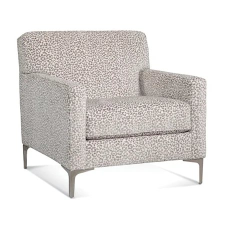 Transitional Accent Chair with Satin Nickel Metal Legs