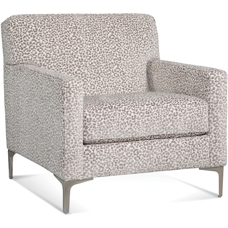 Transitional Accent Chair with Satin Nickel Metal Legs