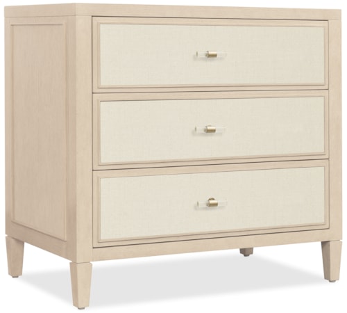 Transitional 3-Drawer Nightstand with Fabric Fronts