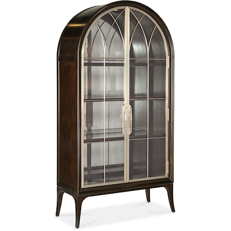 Transitional 2-Door Display Cabinet with Interior Lighting