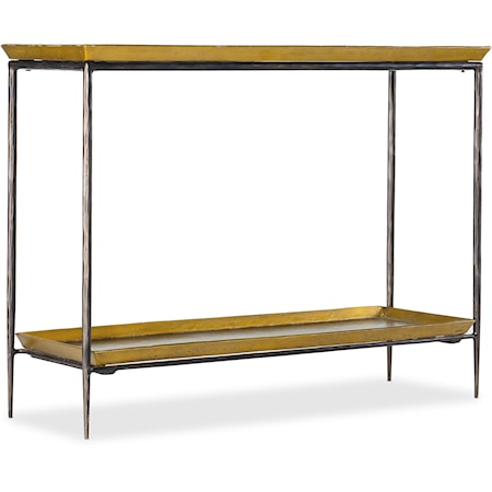 Glam Metal Console Table with Gold Tray Top