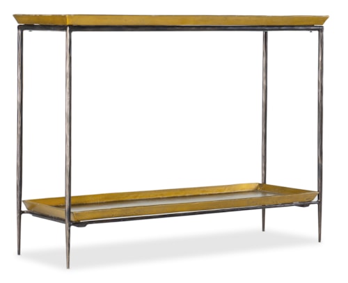 Glam Metal Console Table with Gold Tray Top