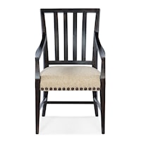 Casual Charred Timber Arm Chair with Upholstered Cushion