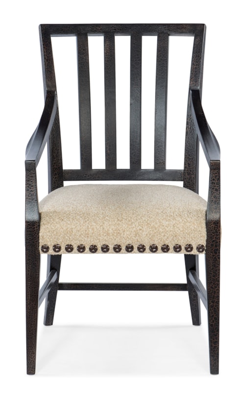 Casual Charred Timber Arm Chair with Upholstered Cushion
