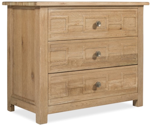 Relaxed Transitional Compact Three-Drawer Bachelor's Chest with Geometric Motif Front