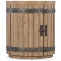Rustic Wine Barrel End Table with Metal Accents
