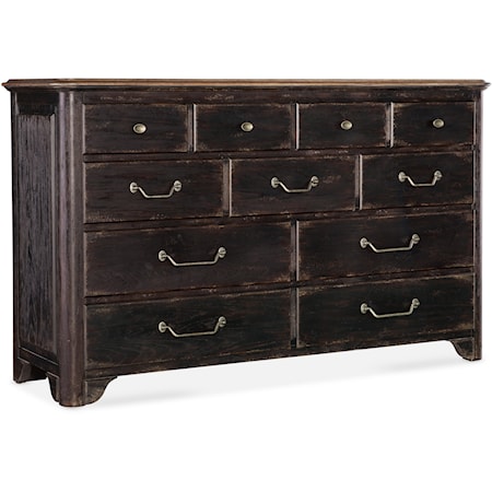 Traditional 11-Drawer Dresser with Felt-Lined Top Drawers