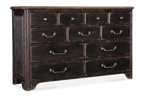 Traditional 11-Drawer Dresser with Felt-Lined Top Drawers