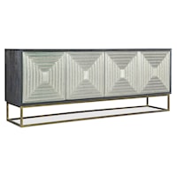 Casual 4-Door Storage Credenza with Soft-Closing Guides