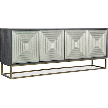 Casual 4-Door Storage Credenza with Soft-Closing Guides