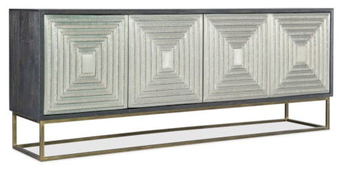 Casual 4-Door Storage Credenza with Soft-Closing Guides