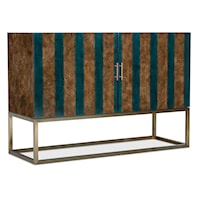 Transitional Two Door Teal Stripe Chest with Power Outlets