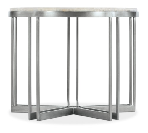 Contemporary  Round Lamp Table with White Onyx Top