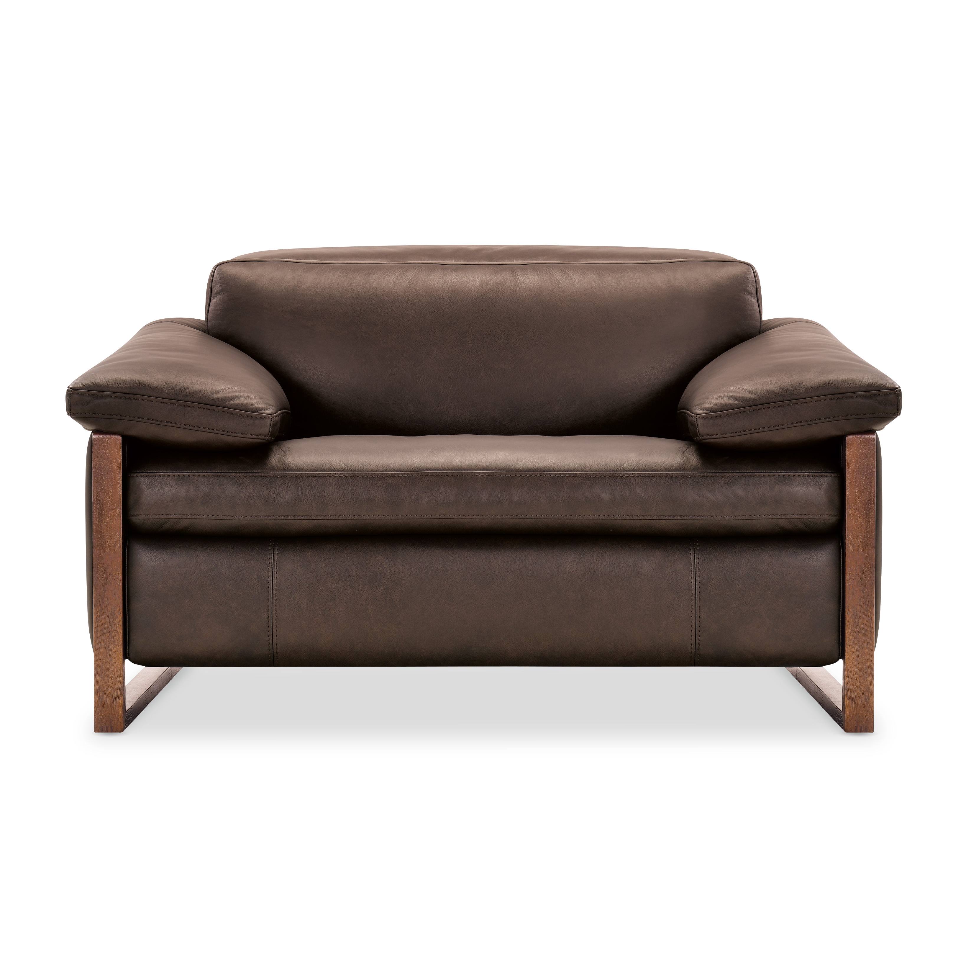 Oversized Leather Pillow-Arm Power Recliner